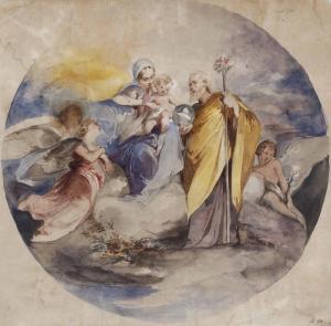 GANDOLFI Francesco 1824-1873,Sacra Famiglia con angeli,Cambi IT 2021-03-18