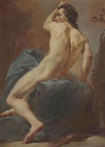Ubaldo Gandolfi - Study Of A Seated Male Nude