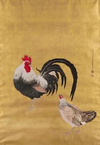GANKU Kishi Koma 1749-1838,A Japanese scroll depicting a cockerel and hen,1788,Christie's 2023-05-25