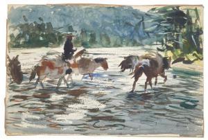 GANNAM John 1907-1965,Crossing the River,Shapiro Auctions US 2023-10-21