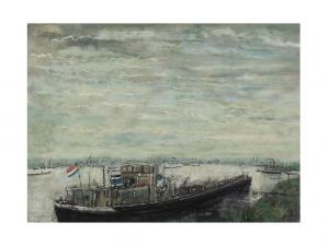 GANTNER Bernard 1928-2018,SHIP ON THE RHINE,1965,Ise Art JP 2016-01-31