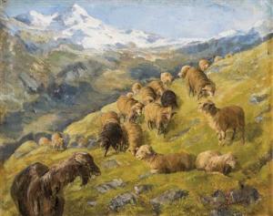 GANTNER Hans, Johann 1853-1914,Schafe und Ziegen auf der Hochalm,Palais Dorotheum AT 2017-04-11