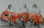 GANZ Valerie,study of three seated female dancers in matching c,Rogers Jones & Co 2017-12-02