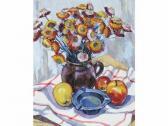GARAPIN Jean Pierre 1900-1900,Immortelles dans un pot en grès avec fruits,Blache FR 2009-06-29