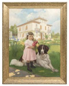 GARAVAGLIA Ettore,Bimba e cane nel parco della villa,1914,Babuino IT 2021-07-28