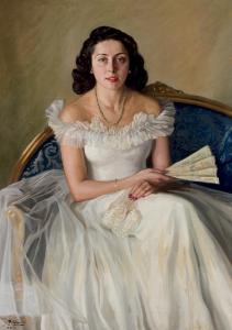 GARCIA CAMIO Pedro 1897-1963,Retrato de dama con abanico,1943,Duran Subastas ES 2021-06-23