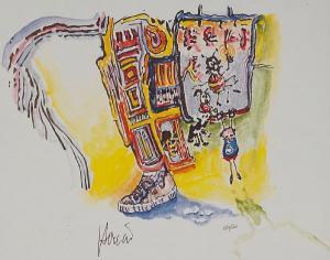GARCIA Jerry 1942-1995,Depicting a watercolor of a tennis shoe andcreatur,Bonhams GB 2008-10-05