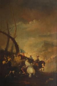 GARCIA José Maria 1800-1800,Battle scene with cavalry in a wooded mountain lan,Rosebery's 2017-05-20