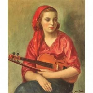 GARCIA MORALES Antonio 1910,Muchacha con violín,Lamas Bolaño ES 2022-07-20