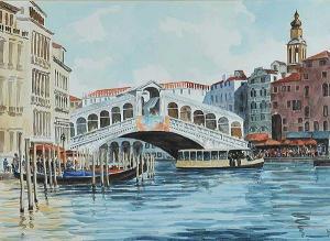 GARDNER John Andrew 1906-1987,THE RIALTO BRIDGE, VENICE,Ross's Auctioneers and values IE 2016-01-28