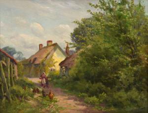 GARDNER Sidney Valentine,Feeding Chickens on a Country Lane,David Duggleby Limited 2023-12-08