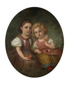 GAREIS Antonin 1837-1922,A Portrait of Two Girls,1866,Palais Dorotheum AT 2011-09-17