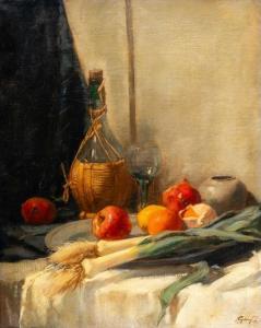 GARF Salomon 1879-1943,Stilleven met prei en fruit op tafel,Venduehuis NL 2024-02-28