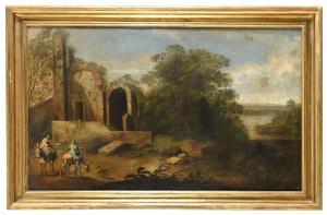 GARGIULO Domenico 1609-1675,Paesaggio con rovine e viandanti,Babuino IT 2023-07-18