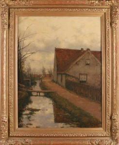 GARMS Coenraad Matthias 1863-1944,Stream along farm house,Twents Veilinghuis NL 2018-10-12