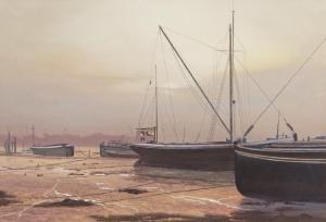 GARNER Tony 1944,'Boats at Sunrise Pin-Mill, Suffolk',Keys GB 2021-09-01