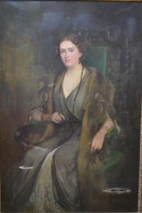garnett ruth,Portrait of a lady, seated in a green chair,1913,Andrew Smith and Son GB 2016-04-26