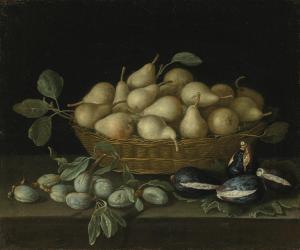 GARNIER Francois 1600-1672,A wicker basket of pears with figs and almonds on ,Christie's 2022-03-17