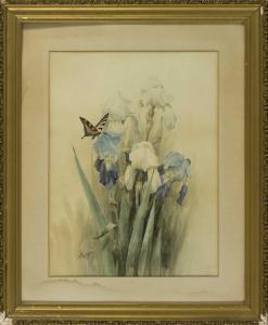 GARRATT J.H 1800-1900,A butterfly over flowers,Eldred's US 2016-06-23