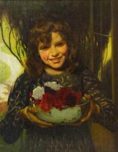 GARRIDO Leandro Ramon 1868-1909,Girl with a Bowl of Roses,1901,David Duggleby Limited GB 2018-03-23