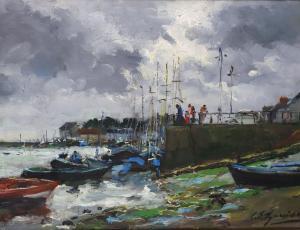 GARRIDO Louis Édouard 1893-1982,Le port de Saint-Vaast-la-Hougue,Bayeux Encheres FR 2023-12-10