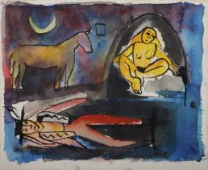 Gartland Maire 1900-1900,Figures with Donkey in Moonlight,1995,Adams IE 2007-04-03