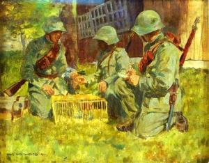 GARTMEIER Hans,Swiss soldiers gathered with ammunition and a trap,1941,Winter Associates 2019-10-14