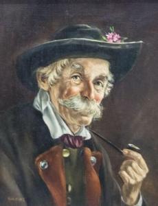 GARTNER Rosemary 1918,portrait of a Bavarian Gentleman with Pipe,Gilding's GB 2016-06-21