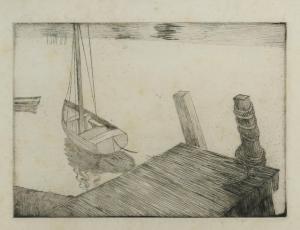 GASKIN Arthur Joseph 1862-1928,Sailing boat moored by a Jetty,Woolley & Wallis GB 2018-06-20