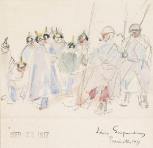 GASPARD Leon Schulman 1882-1964,Study of Soldiers,1917,Swann Galleries US 2012-06-14