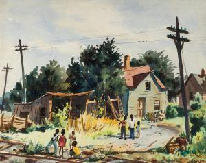 GASSER Henry Martin 1909-1981,Parkwood Tracks & Telephone Poles,1930,Hindman US 2023-12-14