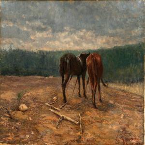 GASSNER Alice 1870,Two horses on a field,1844,Bruun Rasmussen DK 2009-06-15