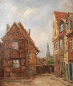 GATERMANN Karl 1883-1959,Stadtansicht Lübeck stiller Winkel in der Altstadt,Mehlis DE 2018-02-22