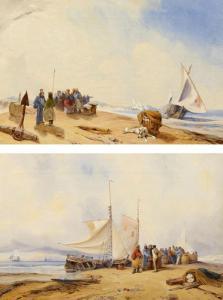 GATKE heinrich 1814-1879,Gemälde mit Fischern an der Küste, vermutlich Helg,Van Ham DE 2013-05-17
