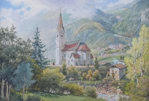 GATT Ferdinand 1847-1909,Kirche in den Tiroler Bergen,Palais Dorotheum AT 2019-11-19