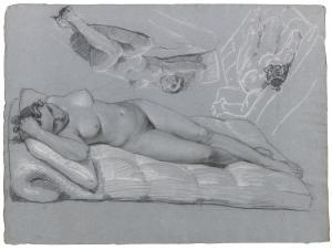 GATTEAUX Edouard Jacques 1788-1881,THREE STUDIES FOR A RECLINING FEMALE NUDE,Sotheby's GB 2016-01-28