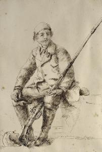 GATTI 1800-1900,Uomo con moschetto e pipa,Galleria Pananti Casa d'Aste IT 2013-09-22