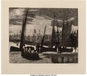 GAUCHEREL Léon 1816-1886,Clair de Lune sur le port (after Manet),1873,Heritage US 2022-05-12
