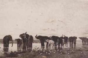 GAUCHEREL Léon 1816-1886,Elephants d'Afrique,Crow's Auction Gallery GB 2021-08-04