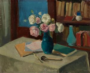 GAUDEAUX Leon 1893-1947,Nature morte au vase de roses,Art Richelieu FR 2024-02-15