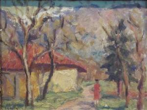 GAUDET Raymond 1900-1900,RED-ROOFED COTTAGES IN THE WOODS,Lyon & Turnbull GB 2013-07-20