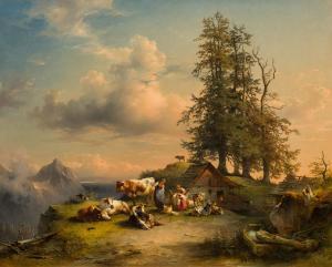 GAUERMANN Friedrich,Alpenleben - Die Bockmoar-Alpe bei Admont,1847,im Kinsky Auktionshaus 2023-11-28