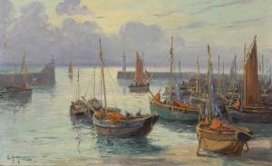 GAUFFRIAUX Emile 1877-1957,Barques de pêche au port,Brissoneau FR 2022-12-16