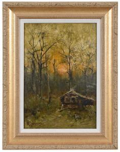 GAUL Gilbert William 1855-1919,Cabin in the Woods,c.1890,Brunk Auctions US 2024-03-08