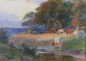 GAUL Gilbert William,The Cattle Meadow, cattle watering as a boy looks ,Morphets 2021-11-25