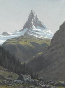 GAULIS Louis Daniel Edouard 1835-1911,Alpweide mit dem Matterhorn,Dobiaschofsky CH 2008-11-12