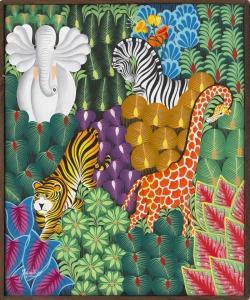 GAUTHIER Joël 1957,Jungle scene with exotic animals,20th Century,Eldred's US 2017-11-03