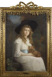 GAUTHIER M 1900-1900,PORTRAIT DE JEUNE FEMME AVEC SON CHIEN,Versailles Enchères FR 2012-12-09