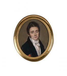 GAUTIER D'AGOTY Pierre Édouard 1775-1871,PORTRAIT D'HOMME EN REDINGOTE BLEUE À COL DE VE,1871,Tajan 2015-12-17