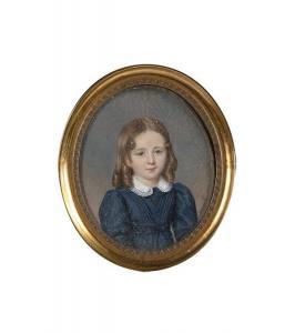 GAUTIER D'AGOTY Pierre Édouard 1775-1871,PORTRAIT DE JEUNE FILLE EN ROBE BLEUE,1871,Tajan 2015-12-17